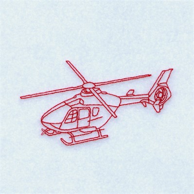 Redwork Helicopter Machine Embroidery Design