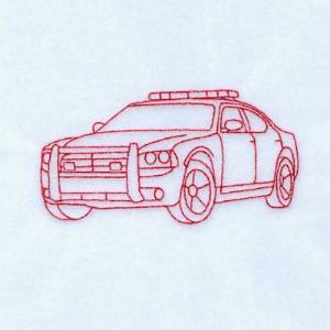 Picture of Redwork Police Car Machine Embroidery Design
