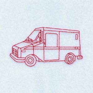 Picture of Redwork Postal Truck Machine Embroidery Design