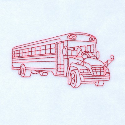 Redwork School Bus Machine Embroidery Design