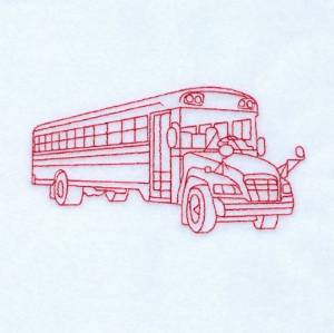Picture of Redwork School Bus Machine Embroidery Design