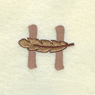 Feather Letter H Machine Embroidery Design