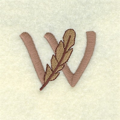 Feather Letter W Machine Embroidery Design