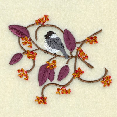 Chickadee in Bittersweet Machine Embroidery Design