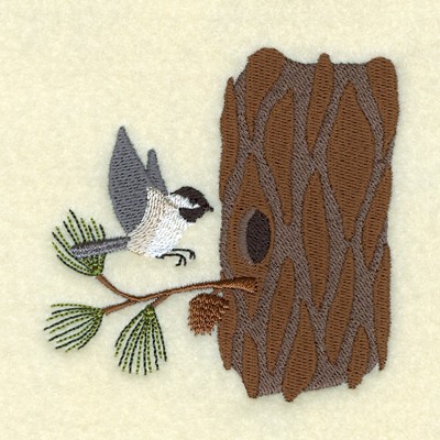 Chickadee Nest Machine Embroidery Design