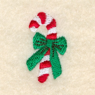 Mini Candy Cane with Bow Machine Embroidery Design