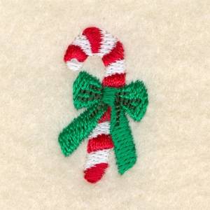 Picture of Mini Candy Cane with Bow Machine Embroidery Design