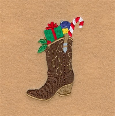 Christmas Cowboy Boot Machine Embroidery Design