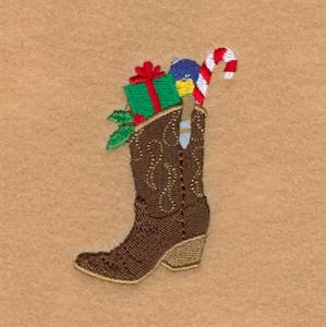 Picture of Christmas Cowboy Boot Machine Embroidery Design