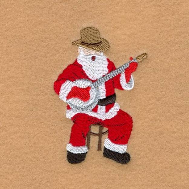 Picture of Banjo Playing Santa Machine Embroidery Design