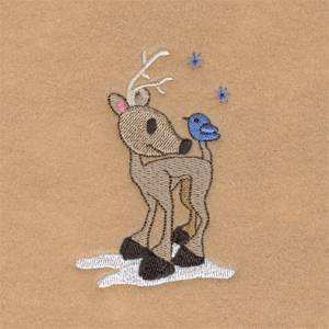 Picture of Reindeer and Bluebird Machine Embroidery Design