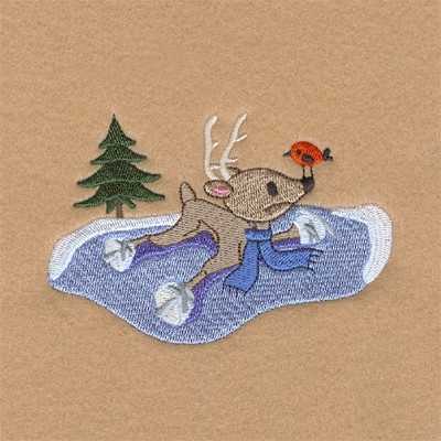 Reindeer Skating Machine Embroidery Design