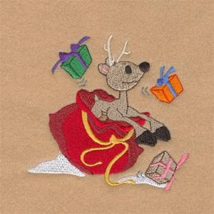 Picture of Reindeer in Toy Sack Machine Embroidery Design