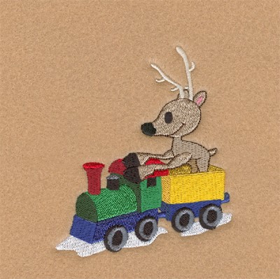 Reindeer in Train Machine Embroidery Design