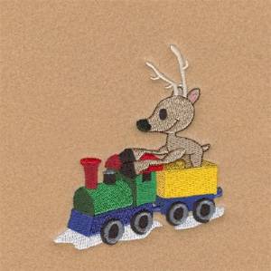 Picture of Reindeer in Train Machine Embroidery Design