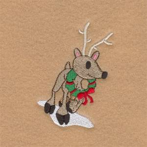 Picture of Reindeer with Wreath Machine Embroidery Design