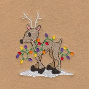 Picture of Reindeer Tangled in Lights Machine Embroidery Design