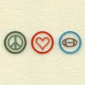 Picture of Peace Love Football Machine Embroidery Design