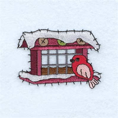 Winter Bird Feeder Machine Embroidery Design