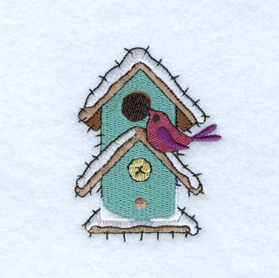 Winter Birdhouse Machine Embroidery Design