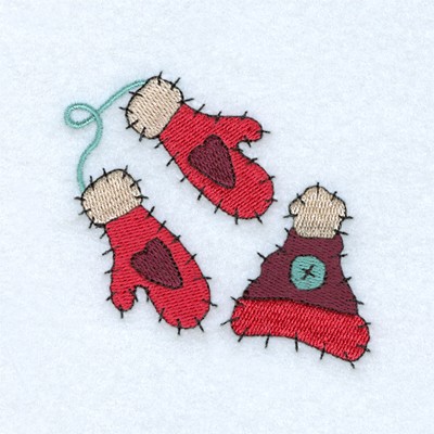 Winter Hat and Mittens Machine Embroidery Design