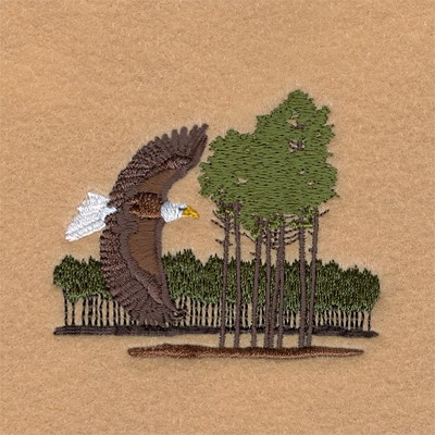 Eagle in the Forest Machine Embroidery Design