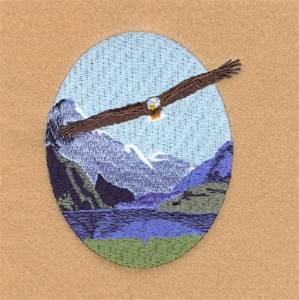 Picture of Eagle and Mountain Scene Machine Embroidery Design