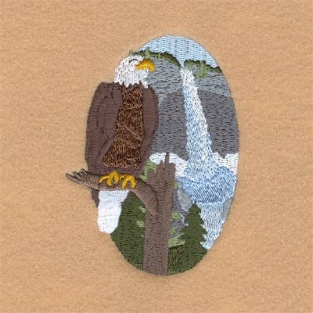 Picture of Eagle Waterfall Scene Machine Embroidery Design