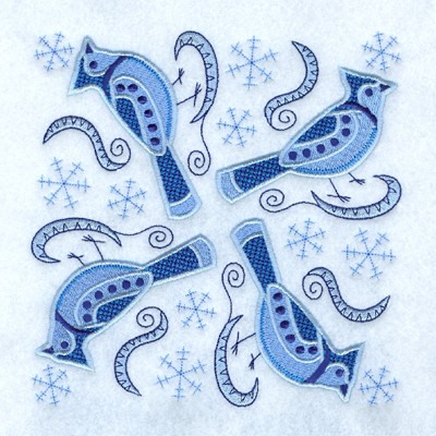 Jacobean Blue Jay Square Machine Embroidery Design