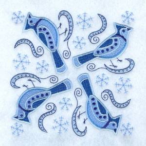 Picture of Jacobean Blue Jay Square Machine Embroidery Design