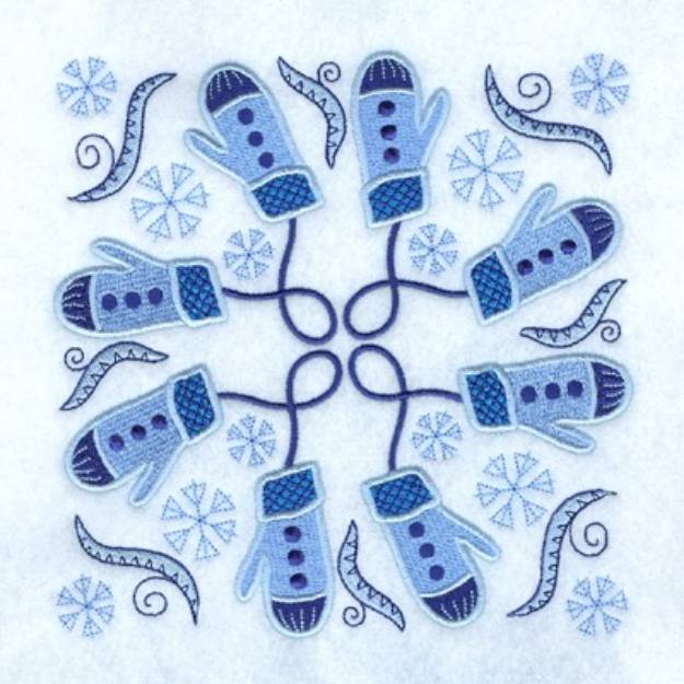 Picture of Jacobean Mittens Square Machine Embroidery Design