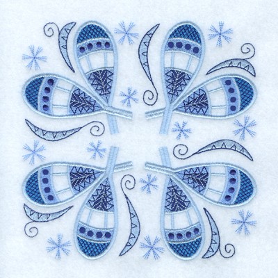 Jacobean Snowshoes Square Machine Embroidery Design
