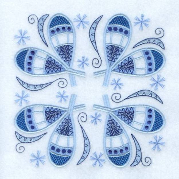 Picture of Jacobean Snowshoes Square Machine Embroidery Design