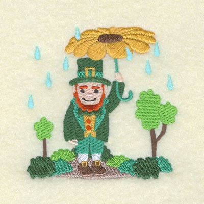 Lucky with Flower Umbrella Machine Embroidery Design