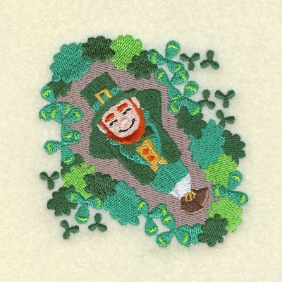 Lucky Resting in Shamrocks Machine Embroidery Design