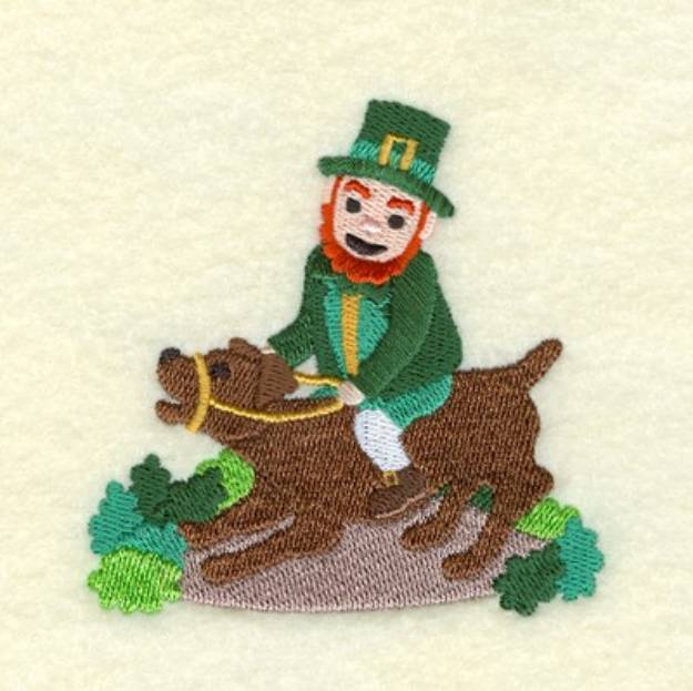 Picture of Lucky Riding the Dog Machine Embroidery Design