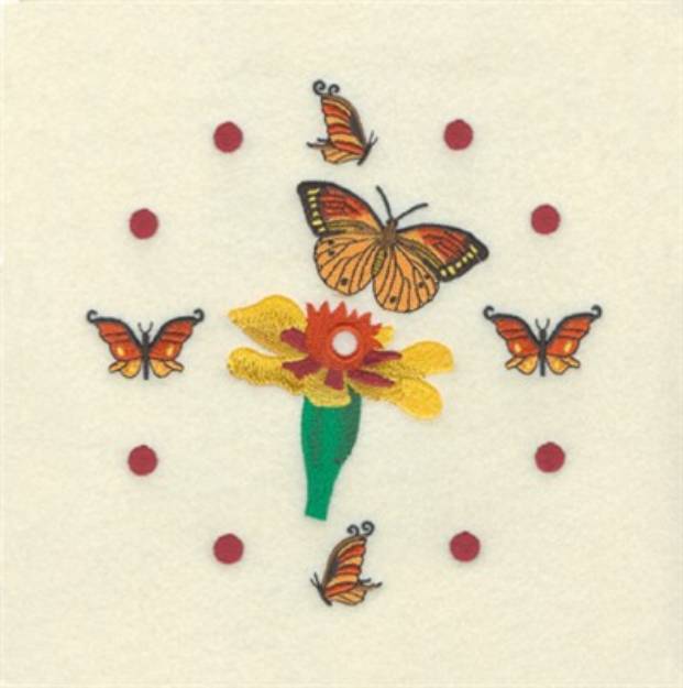 Picture of Button Butterfly Clock Machine Embroidery Design