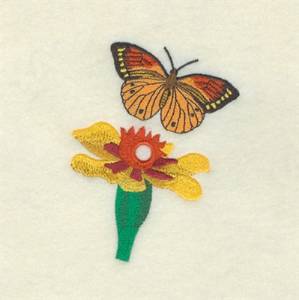 Picture of Flower & Butterfly Center Machine Embroidery Design