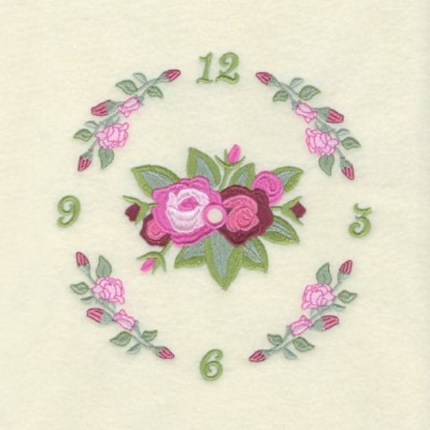 Picture of Rose Flower Clock Machine Embroidery Design