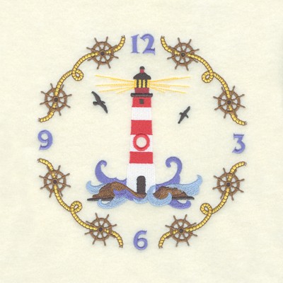 Lighthouse Clock Machine Embroidery Design
