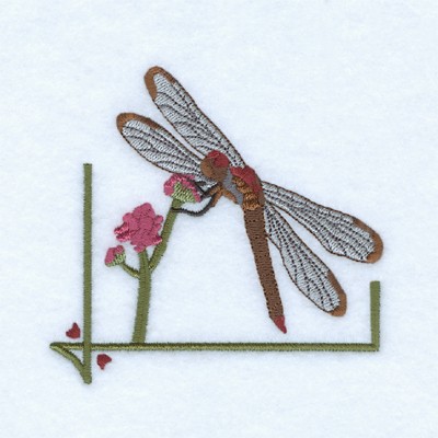 Dragonfly on Wildflower Machine Embroidery Design
