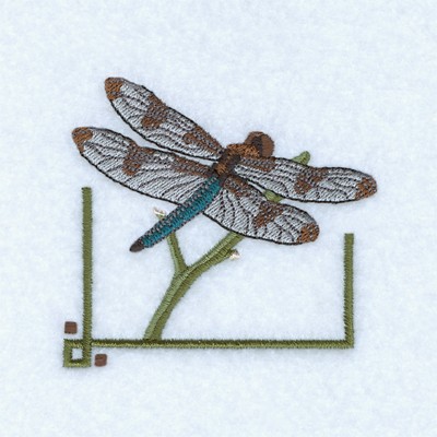 Dragonfly on Branch Machine Embroidery Design
