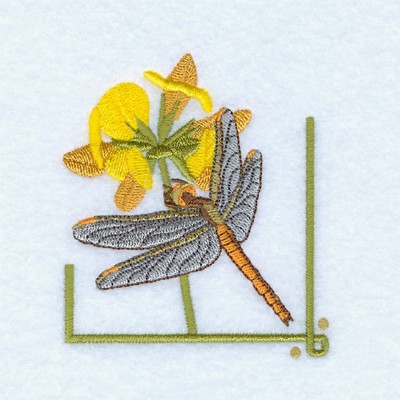 Dragonfly on Flower Machine Embroidery Design