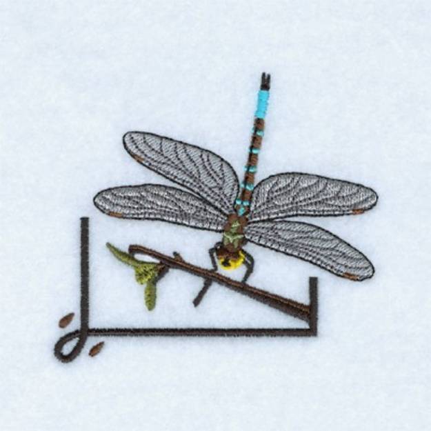 Picture of Dragonfly on Branch Machine Embroidery Design