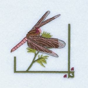 Picture of Dragonfly on Bush Machine Embroidery Design