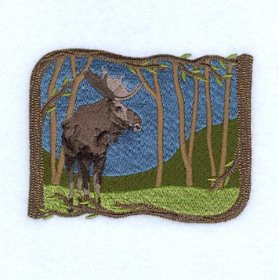 Woodland Moose Machine Embroidery Design