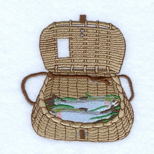 Creel Basket With Fish Machine Embroidery Design