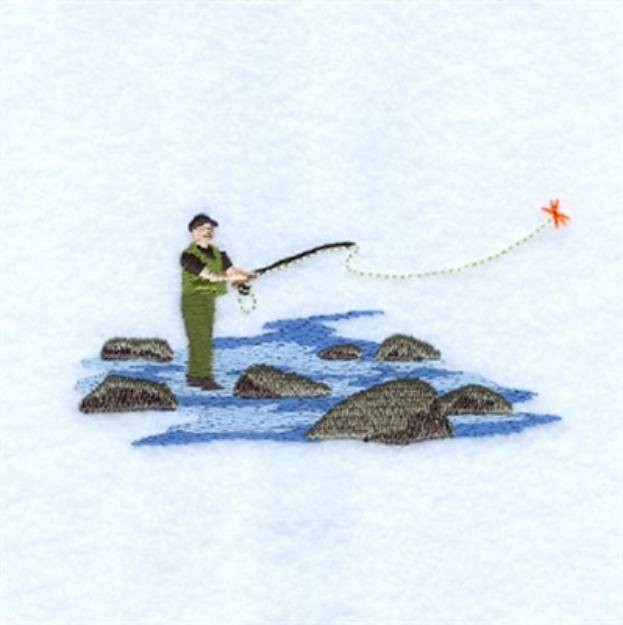 Picture of Stream Fly Fisherman Machine Embroidery Design
