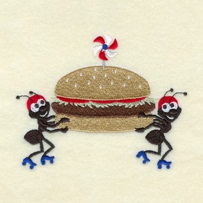 Ants With Hamburger Machine Embroidery Design