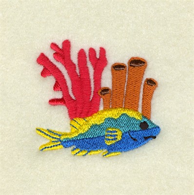 Fish And Coral Accent Machine Embroidery Design